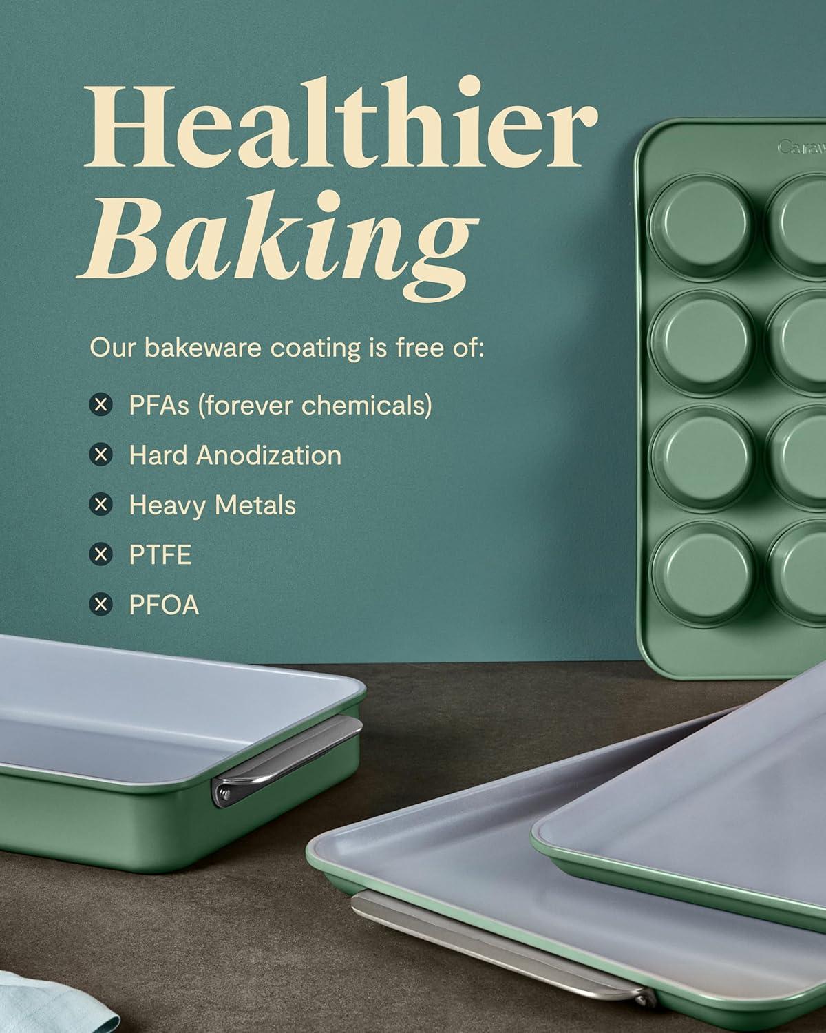 Caraway Non-Stick Ceramic Half Bakeware Set Slate: Baking Sheet, Muffin Pan, Baking Pans, 5-Piece Set, Hand Wash