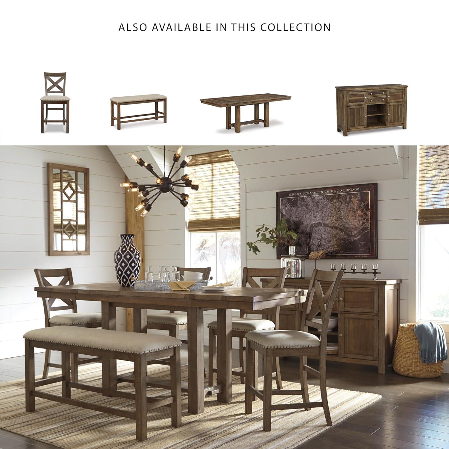Signature Design by Ashley Casual Moriville Counter Height Dining Bench  Beige
