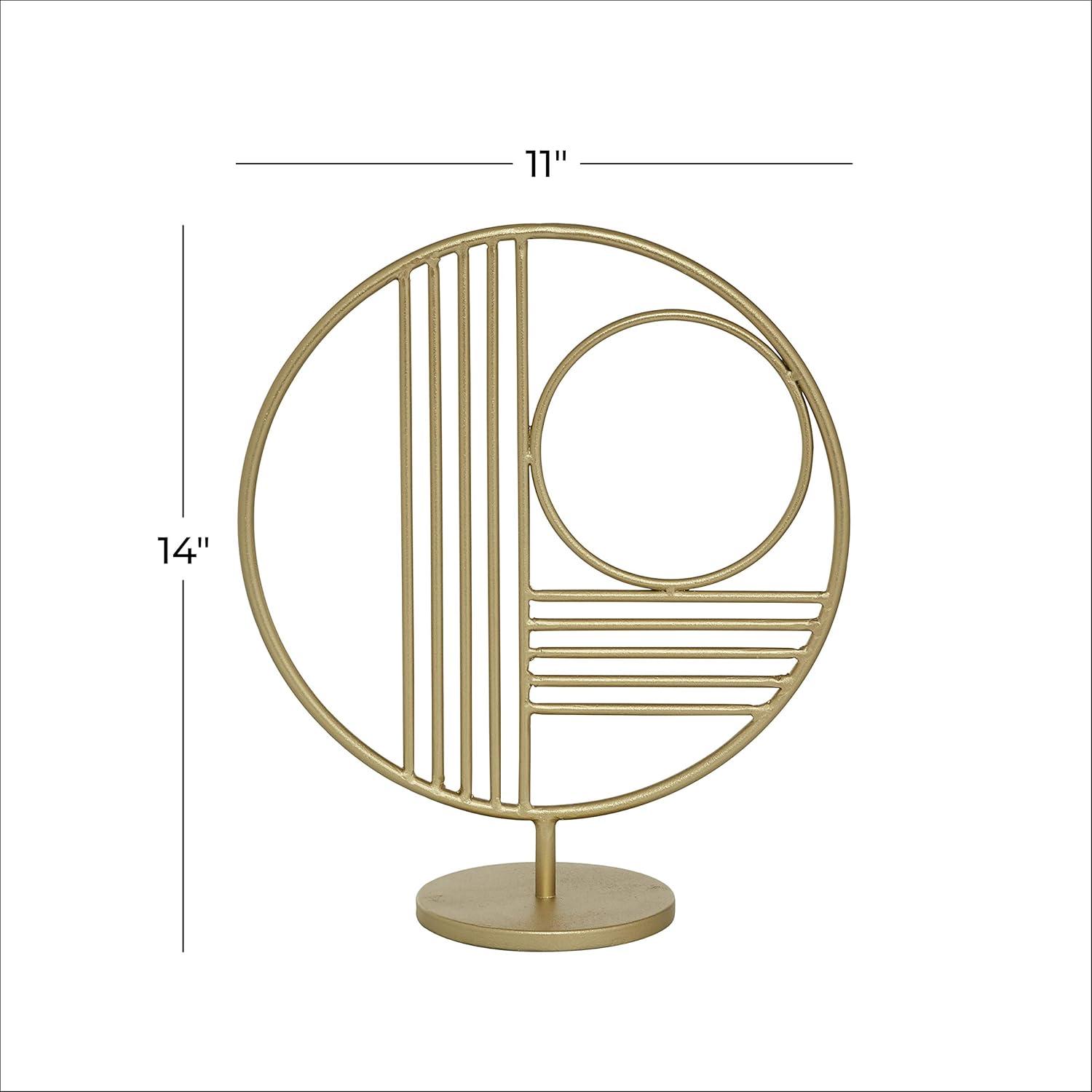 5" x 14" Gold Metal Geometric Sculpture, by DecMode