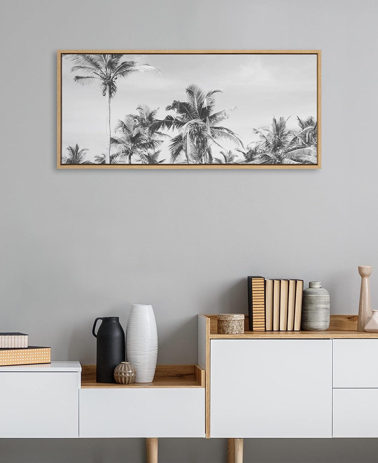 18" x 40" Sylvie Coastal Palm Tree Beach BW Frame Canvas by Creative Bunch - Kate & Laurel All Things Decor