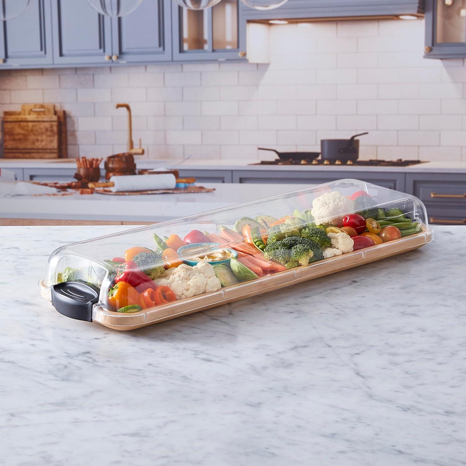 Farberware Farberware Build-A-Board 11 x 14 in. Bamboo Charcuterie Board With Locking Lid