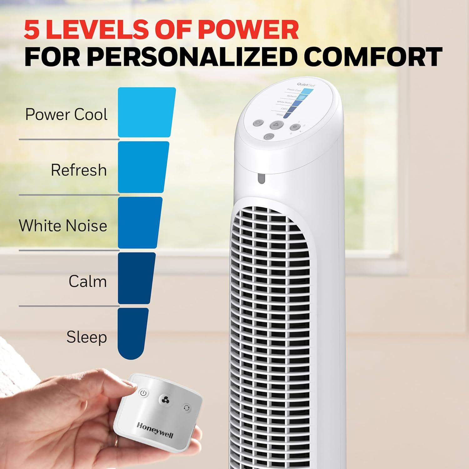 Honeywell QuietSet 5 Speed Oscillating Tower Fan White HYF260W