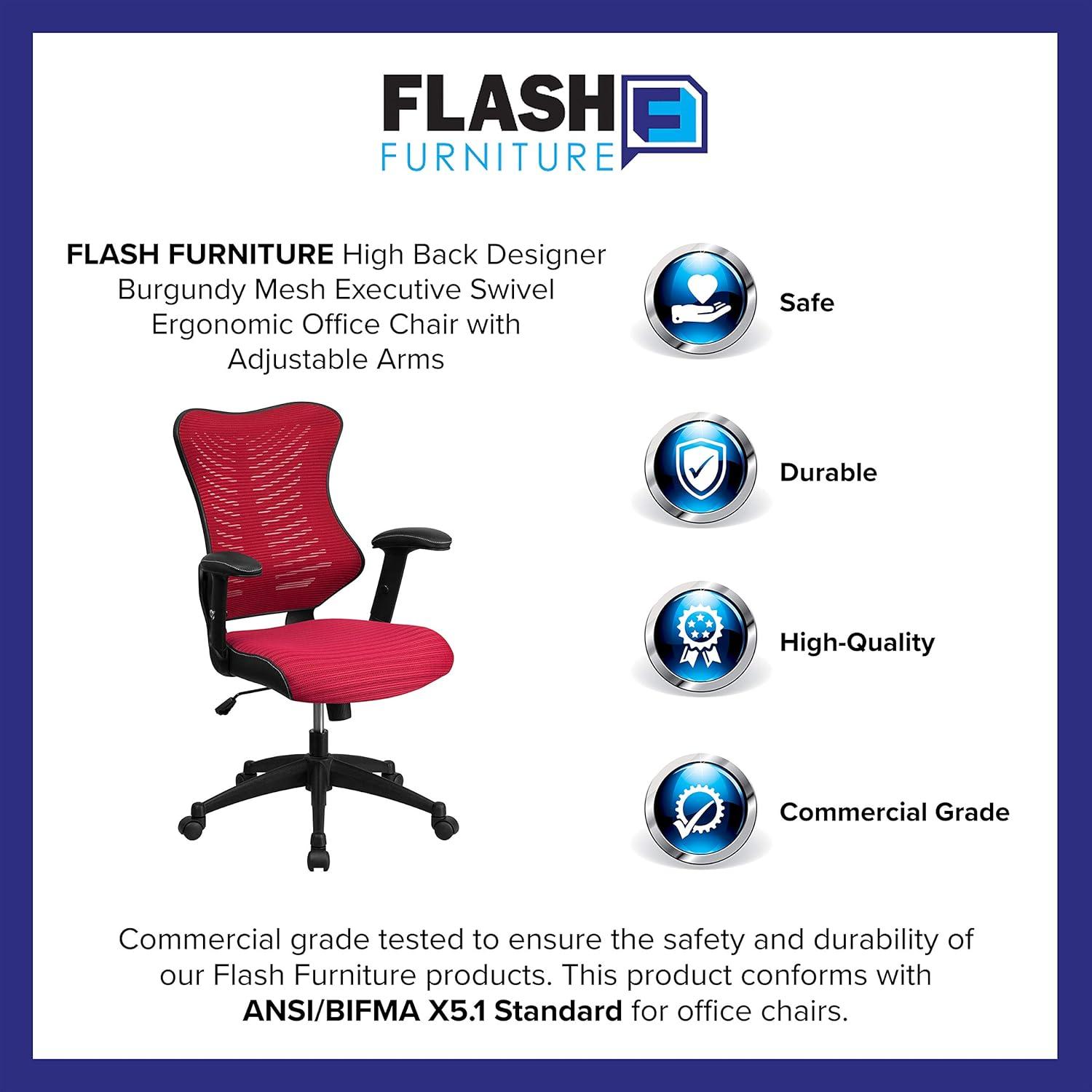 Flash Furniture Siwar High-Back Designer Ergonomic Office Chair with Adjustable Armrests