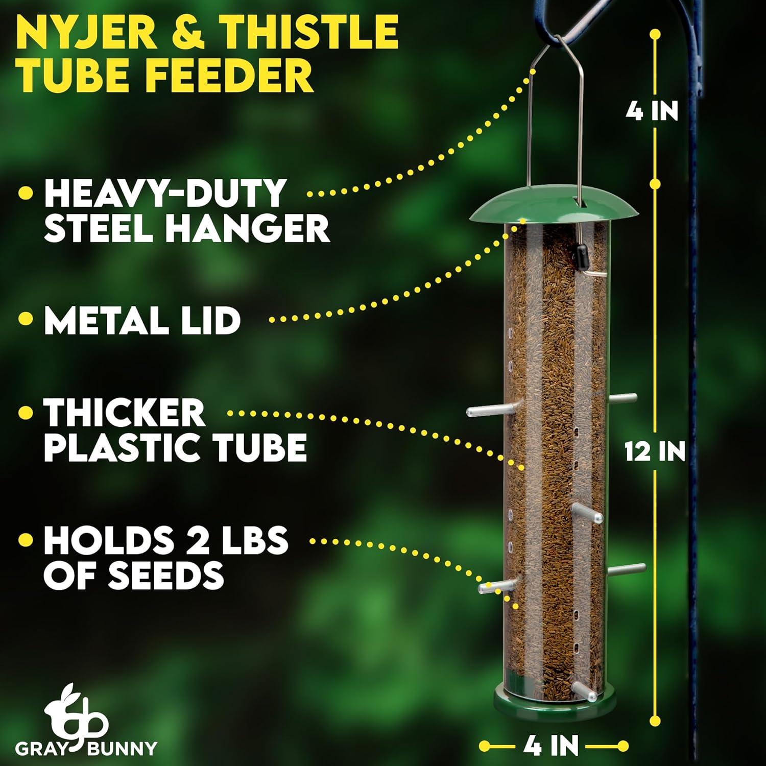 Green Metal and Plastic Hanging Finch Bird Feeder