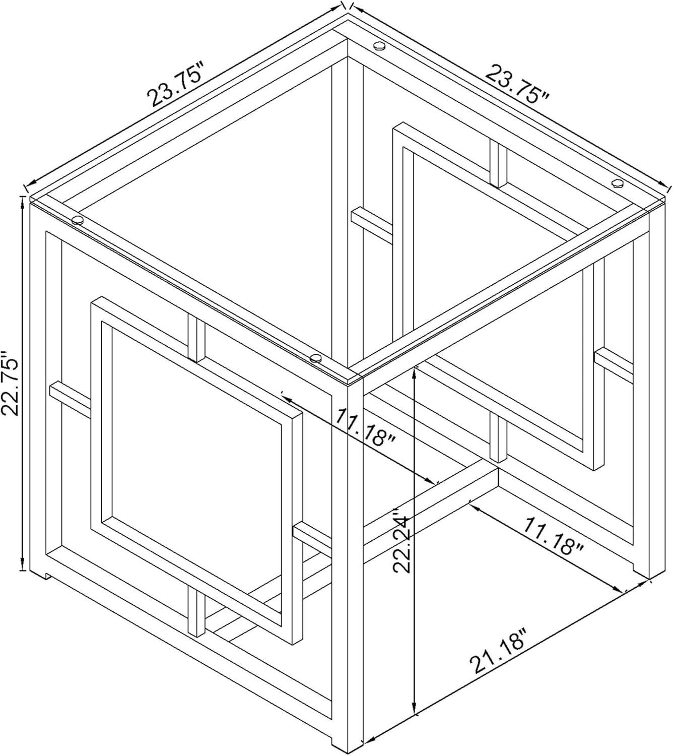 Merced Square End Table with Glass Top Nickel - Coaster