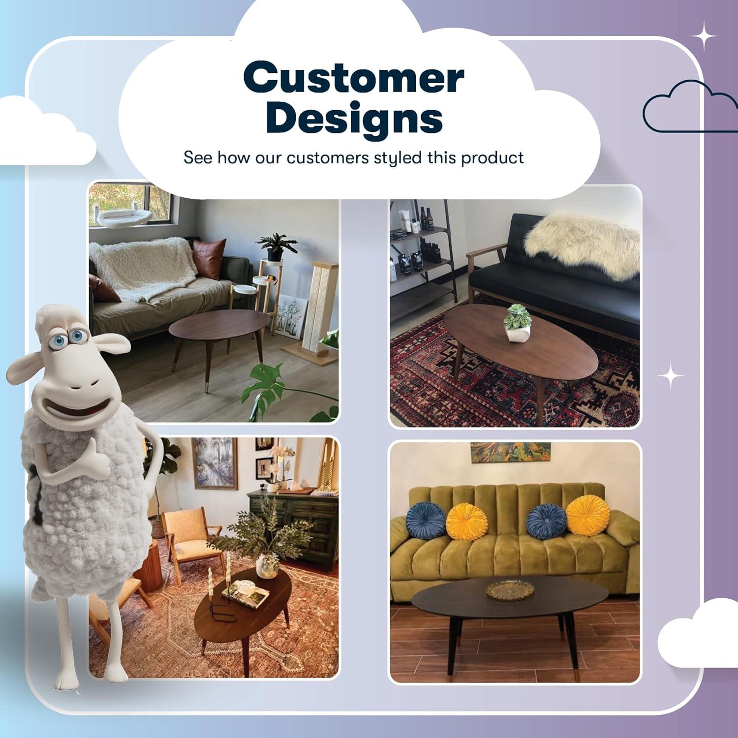 True Innovations and Design (USA) LLC Elle Decor Clementine Mid-Century Modern Living Room Furniture Collection with Brass Accents Assembly Required