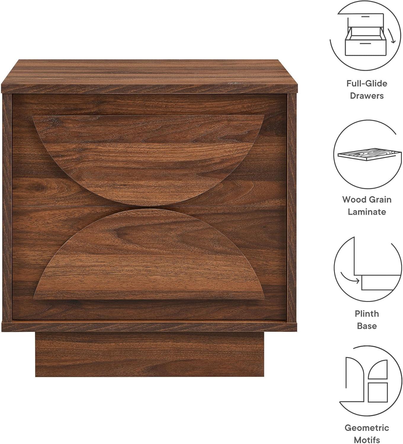 Modway Bulwark 2-Drawer Nightstand In Walnut