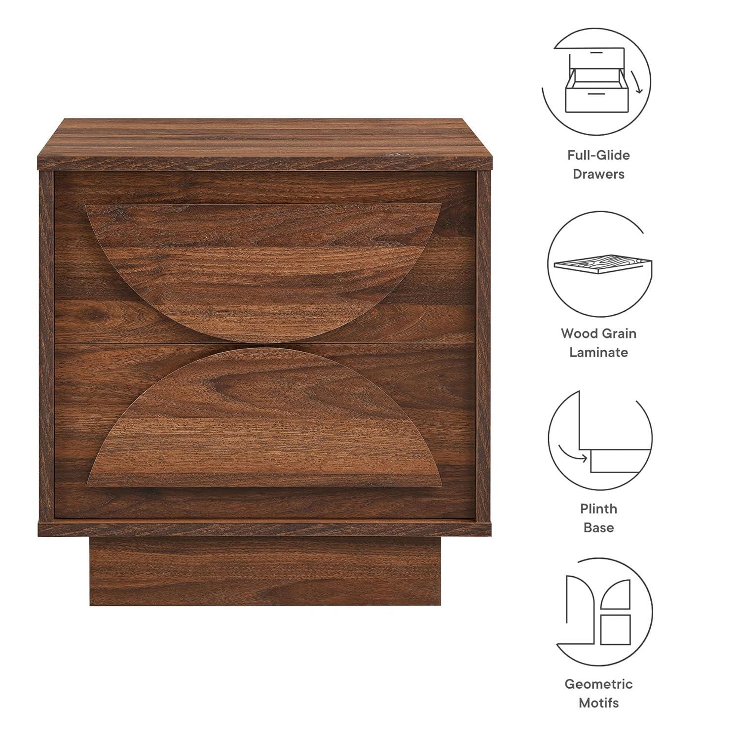 Modway Bulwark 2-Drawer Nightstand In Walnut