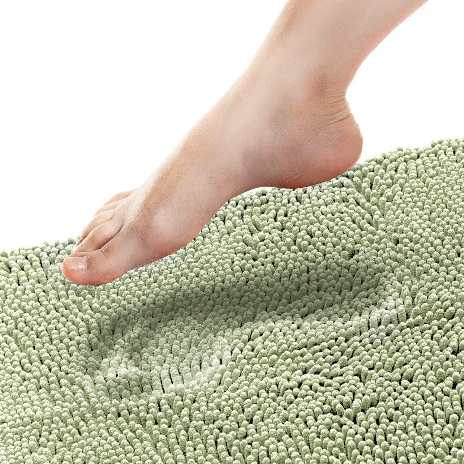 Tafts Ultra Soft Luxury Bath Mat, Bathroom Rugs, Chenille Microfiber, Absorbent Non-Slip Machine Washable, Bathroom Decor, Super Plush Bath Mats for Bathroom, Shower & Tub, Sage Green