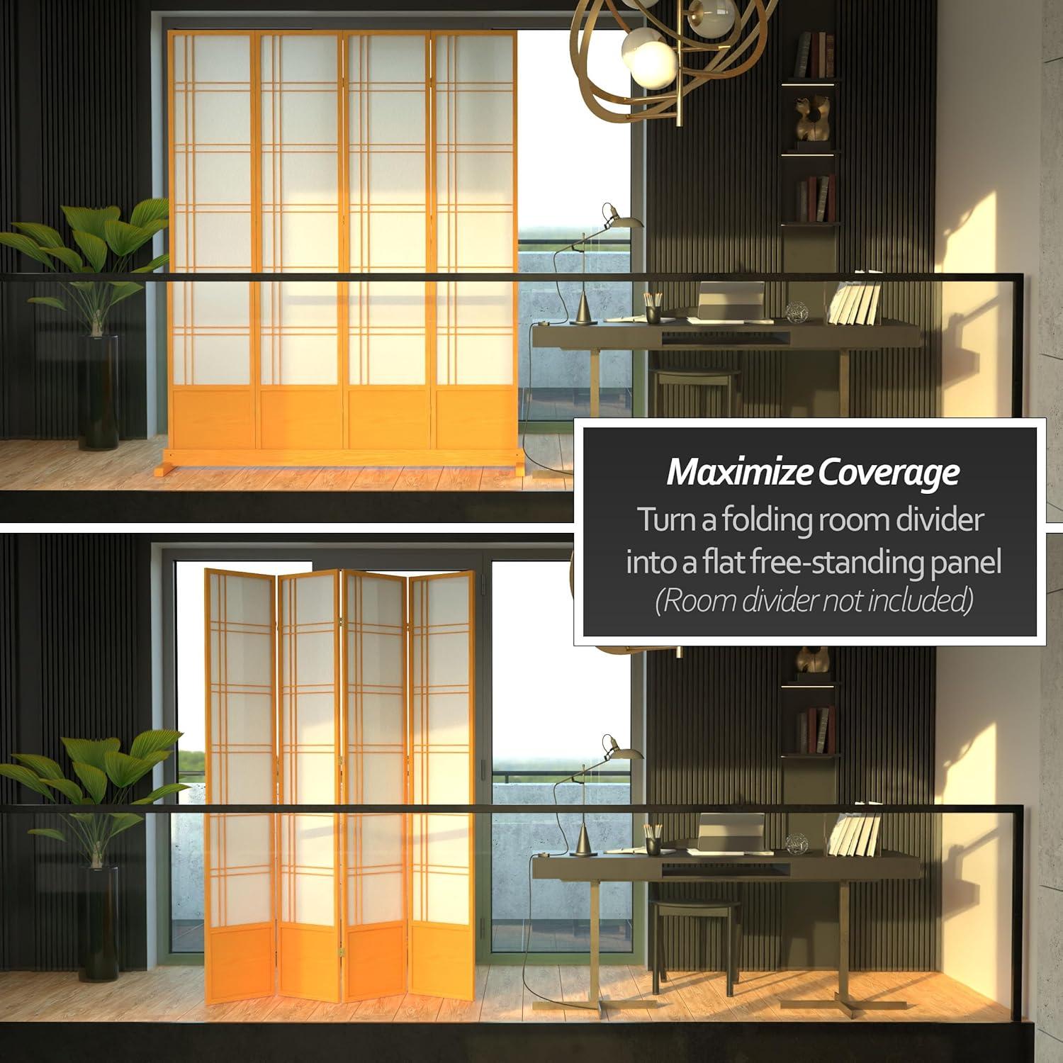 Room Divider Stand Honey 4 Panel