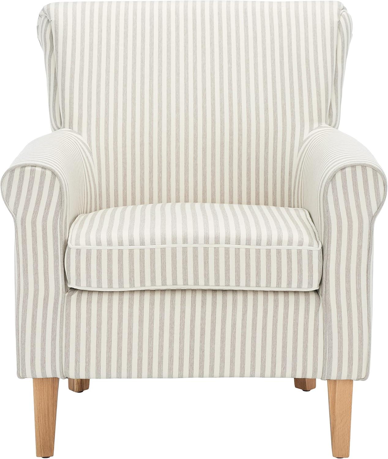 SAFAVIEH Hazina Modern Style Club Chairs, Beige Stripe (30 in. W x 32.8 in. D x 35.4 in. H)