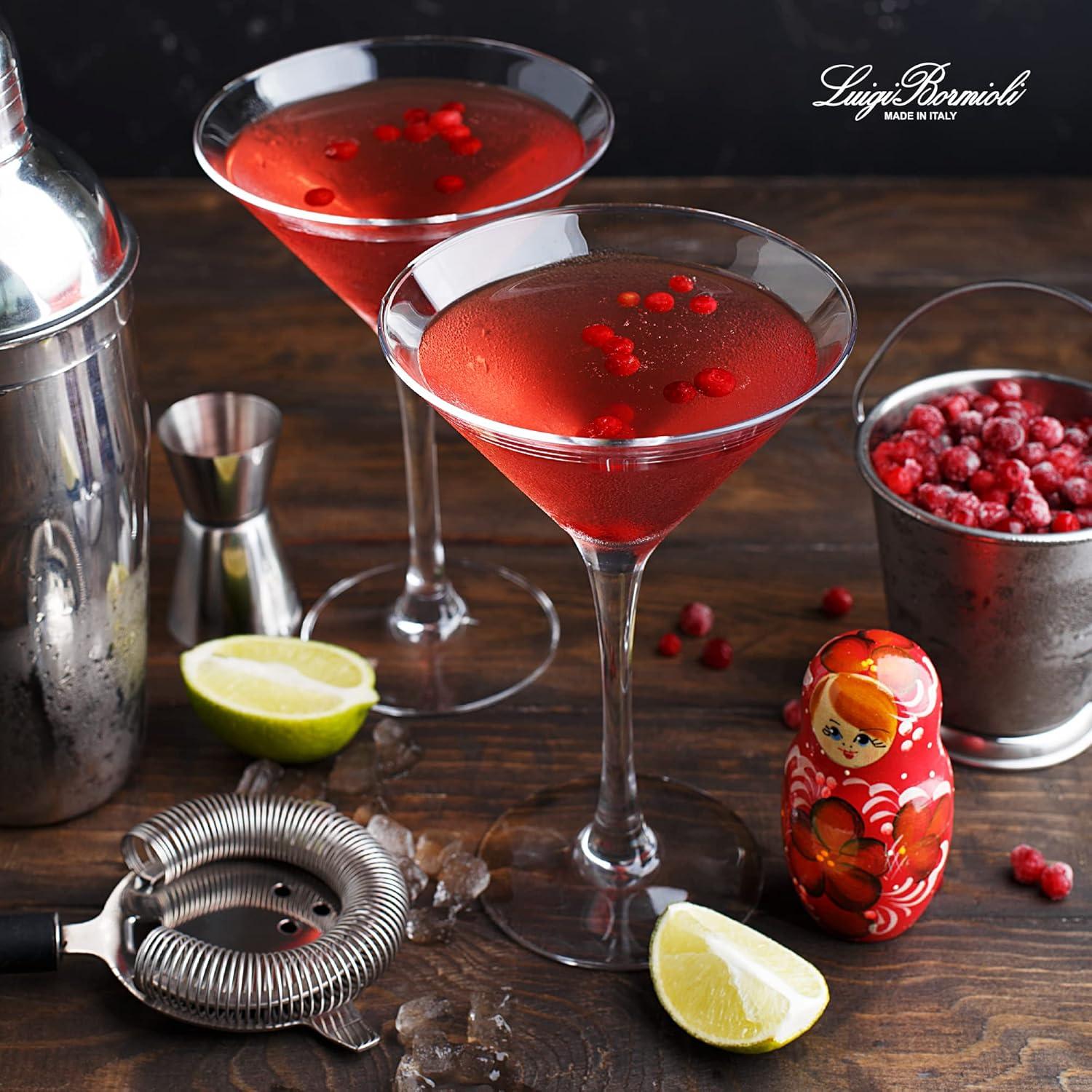 Luigi Bormioli Crescendo Martini Glasses, Set of 4 - 10 oz Lead-Free Crystal Glass with Titanium Reinforced Stems & Laser Cut Rim