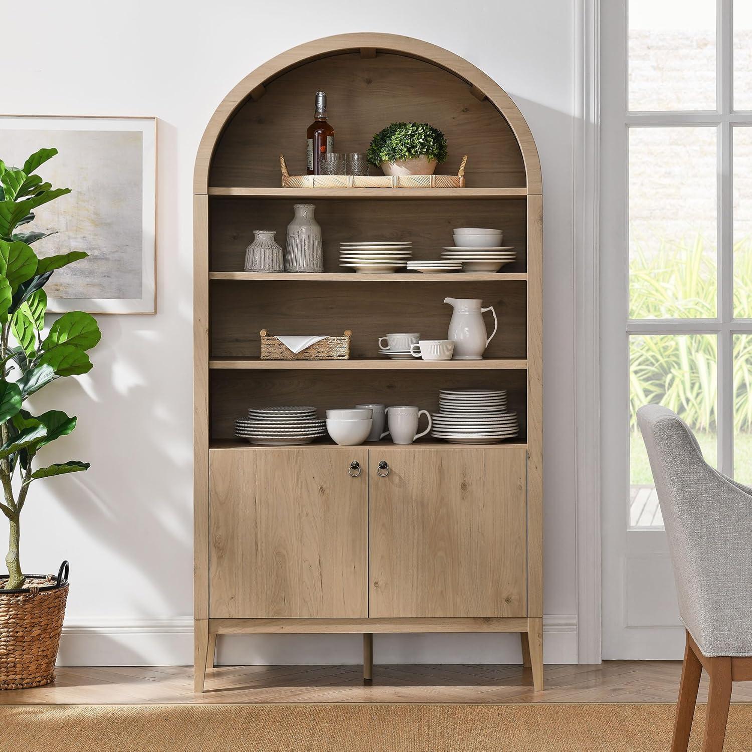 Modway Nolan 74" Tall Arched Storage Display Cabinet Bookshelf
