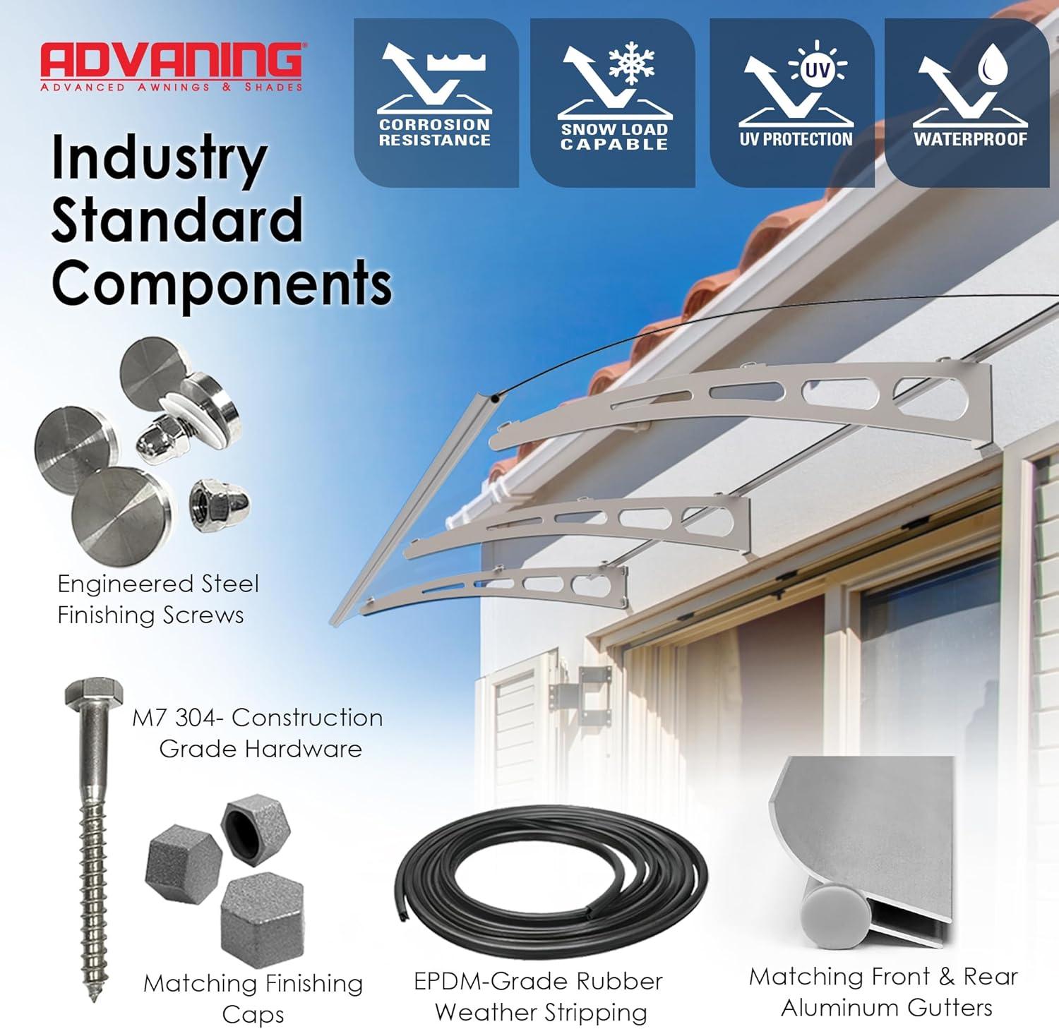 PA Series 2' 11 13/32" D Convex Door Awning