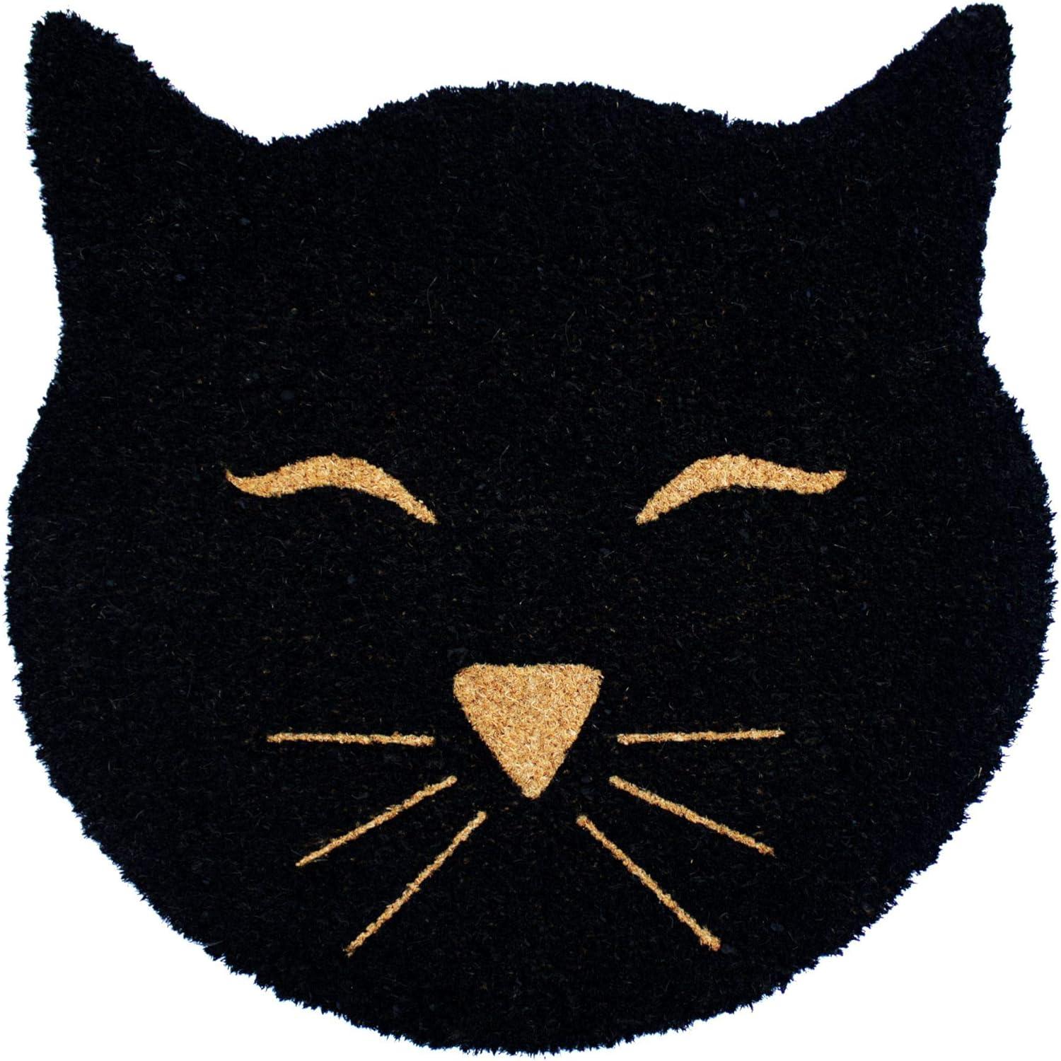 RugSmith Machine Tufted Cat Head Indoor and Outdoor Coir Doormat, 20" x 20"