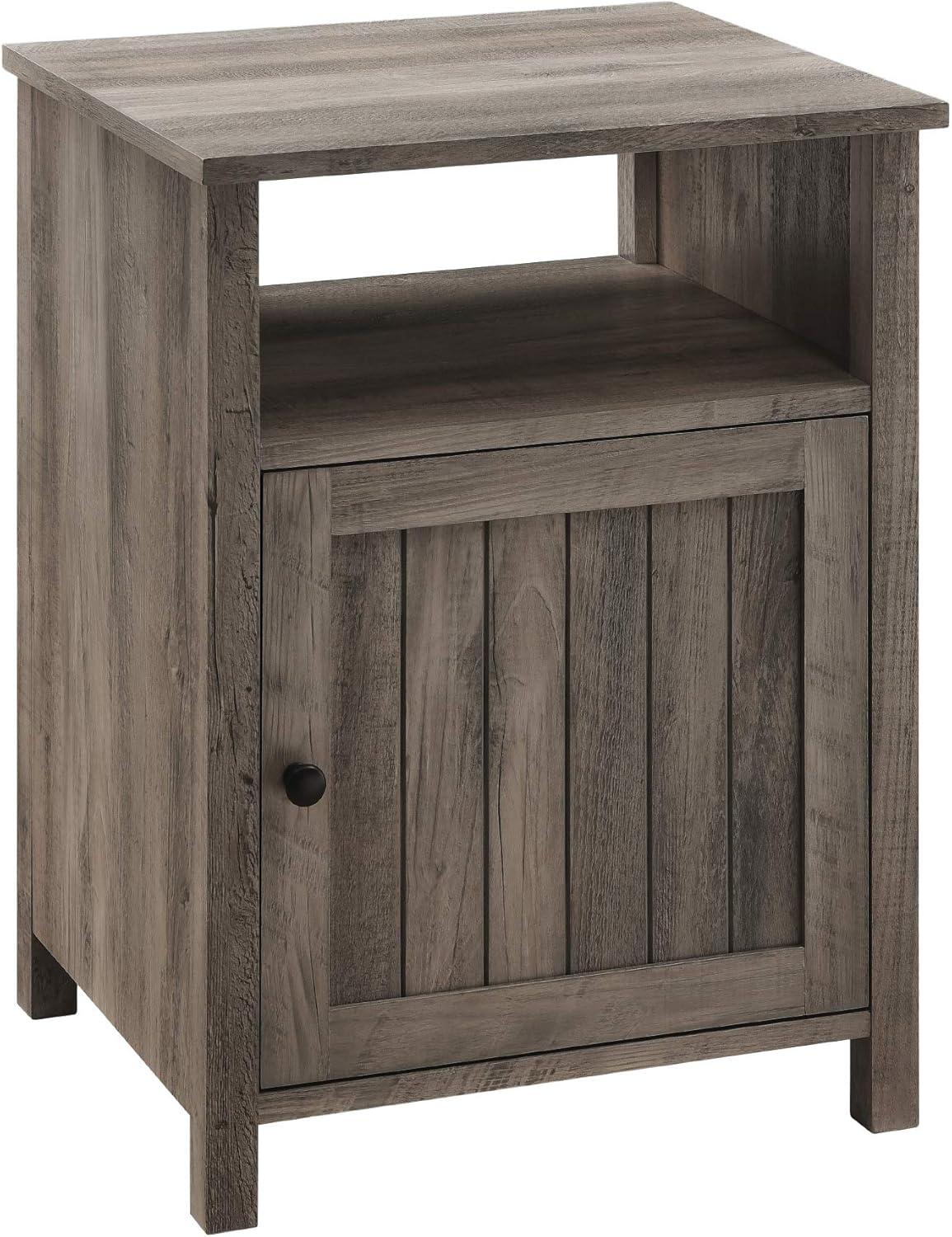 Walker Edison Craig 18" Grooved Door Engineered Wood Nightstand in Gray Wash