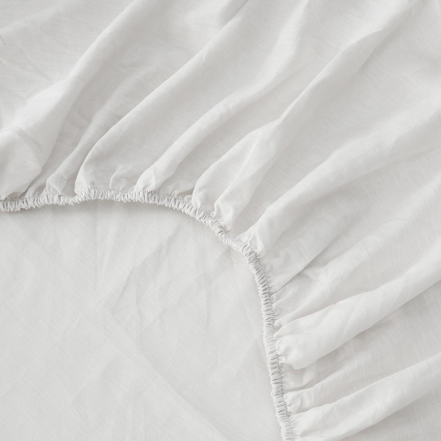 Great Bay Home 100% European Flax Linen Bed Sheet Set, Lightweight, Breathable, 4 Piece Sheet Set (Moss, King)