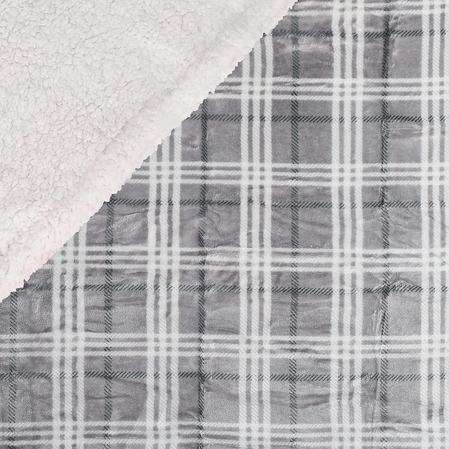 Catalonia Plaid Sherpa Throw Blanket, Holiday Throws for Couch Sofa Cabin Decro, Christmas Blanket