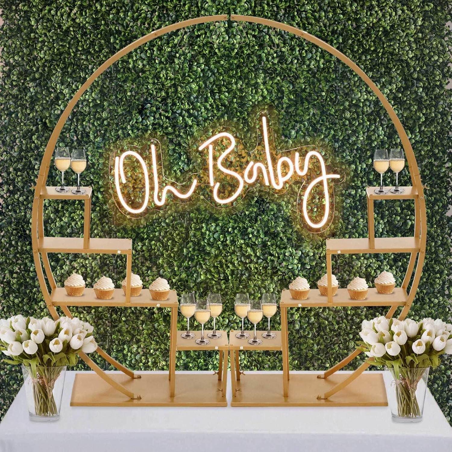 Efavormart 40.55" x 14.17" x 3.94" 4-Tier Gold Metal Half Moon Plant Stand