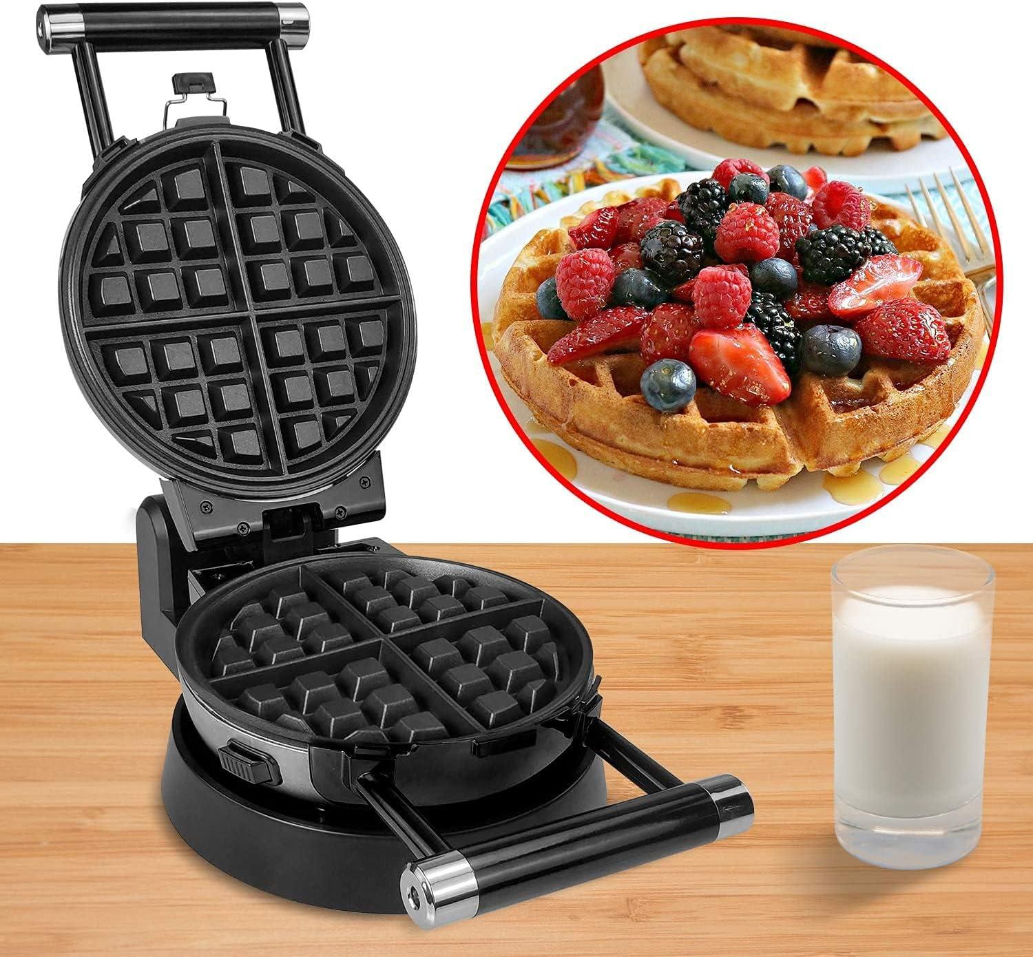 360 Rotating Stainless Steel Belgian Waffle and Omelet Maker