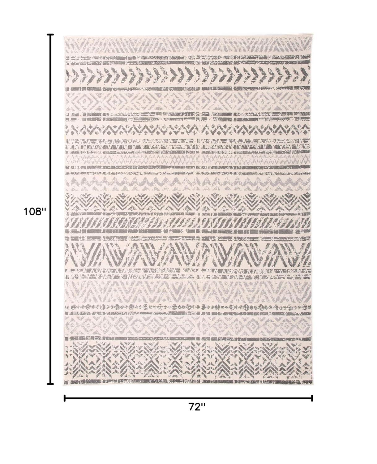 World Rug Gallery Geometric Distressed Bohemian Gray 6'6" x 9' Area Rug