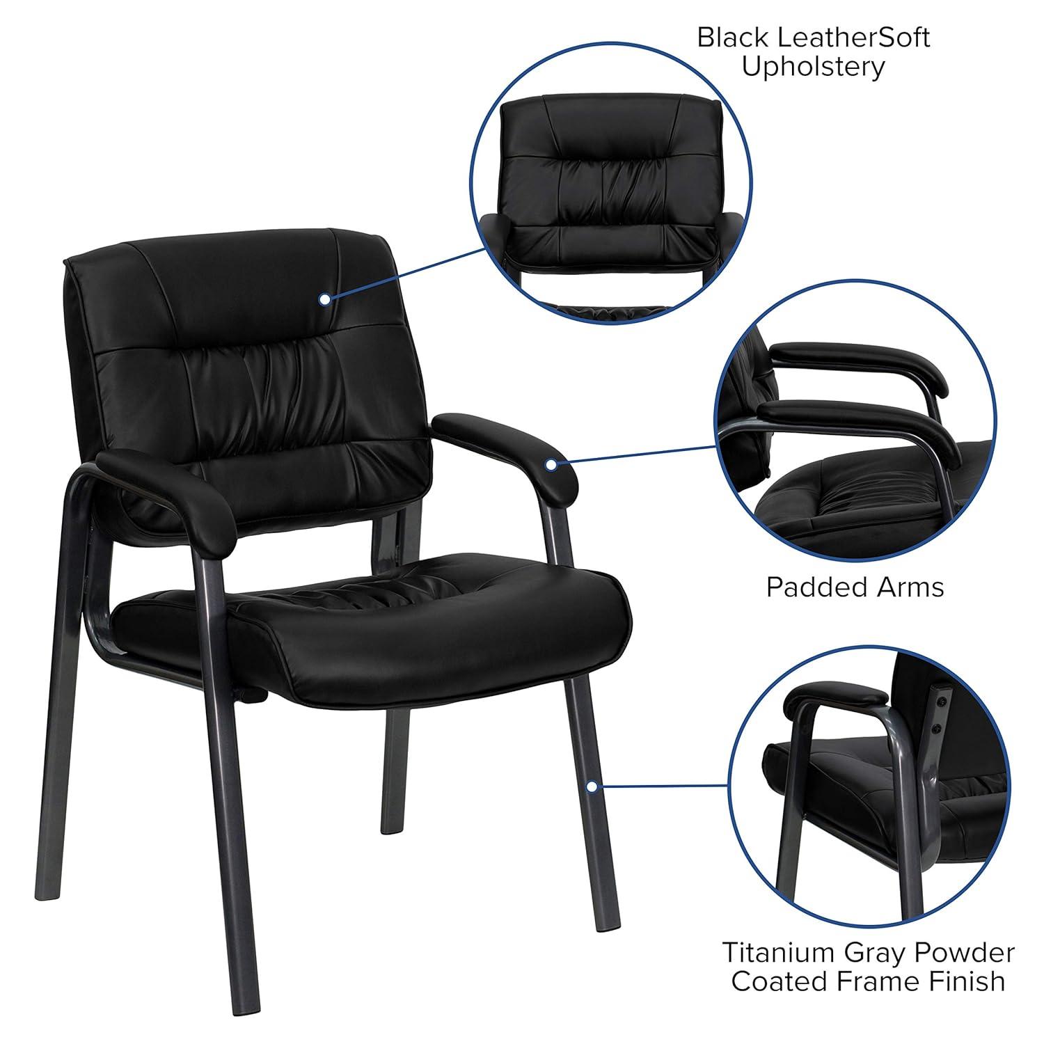 Emma and Oliver White LeatherSoft Executive Reception Chair with Black Metal Frame