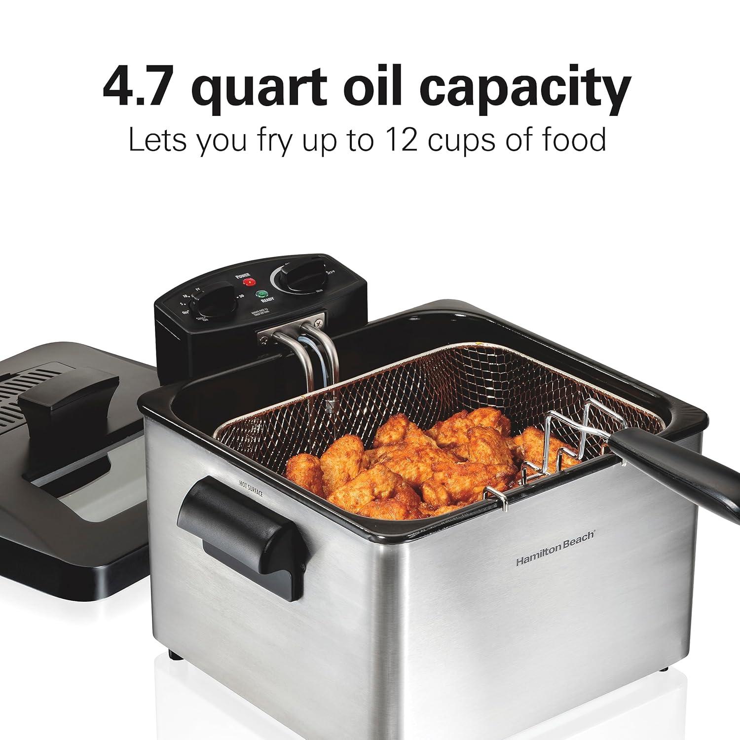 Hamilton Beach Hamilton Beach® Professional-Style Electric Deep Fryer with 12-Cup Food Capacity, Lid with View Window and Three Frying Baskets