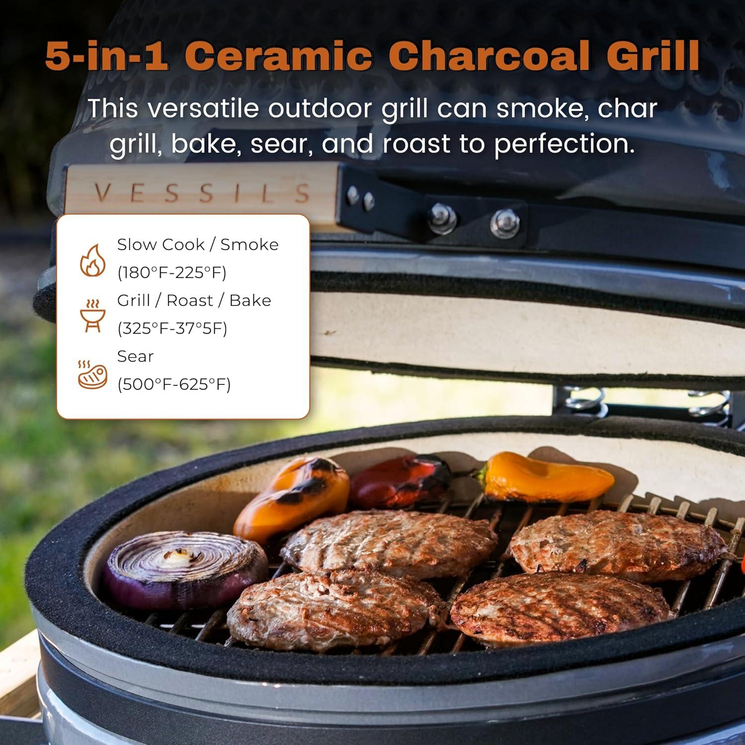 Vessils 9.8-in W BBQ Stand Style Kamado Charcoal Grill