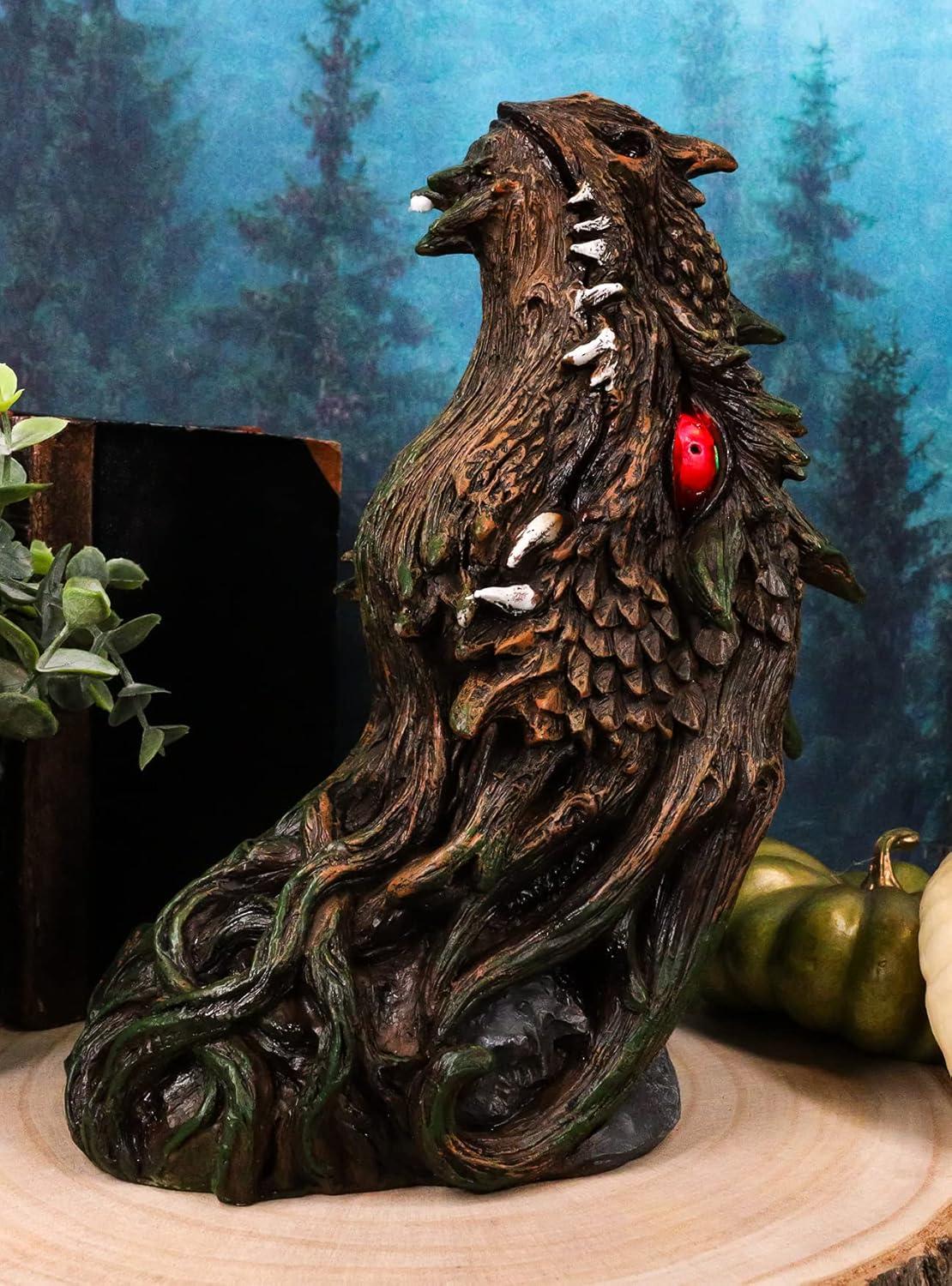 Green Dryad Dragon Head Wall Sculpture with LED Eyes