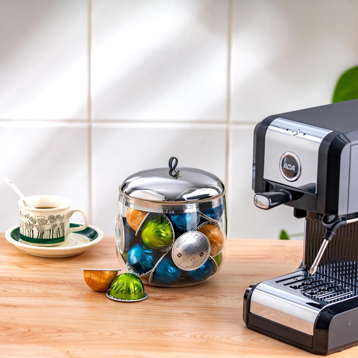 ColorLife Coffee Pod Holder, Coffee Pod Storage Compatible With 30 Nespresso Vertuo Pods, Glass K Cup Organizer For Counter, Espresso Capsule Holder For Keurig Kpod