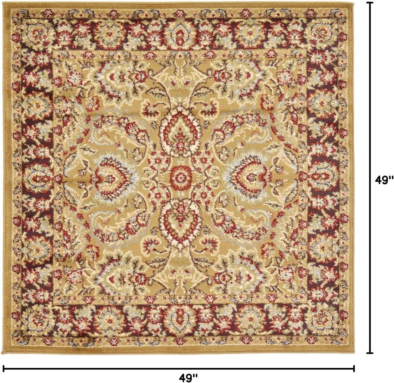 Unique Loom 4' 1 x 4' 1 Square Tan Voyage Asheville Area Rug