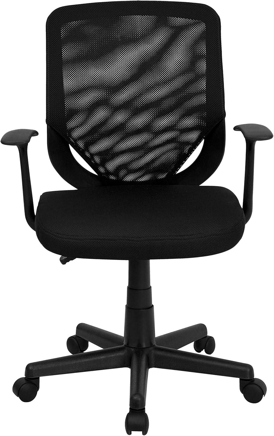 Ergonomic Mesh Mid-Back Swivel Task and Office Chair with T-Arms, Black