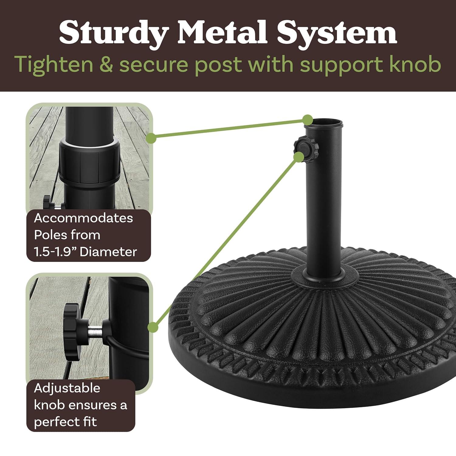 Pure Garden 39lb Round Outdoor Patio Umbrella Base Black: Resin & Cement, No Assembly, UV-Resistant
