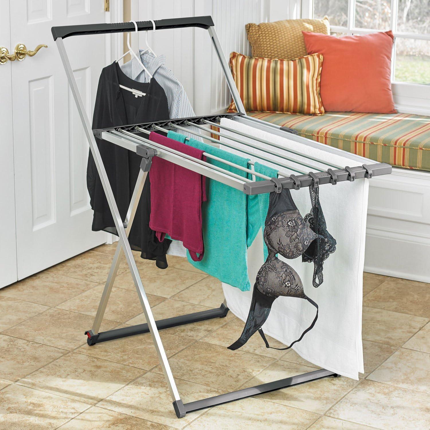 Polder Silver Aluminum Collapsible Clothes Drying Rack