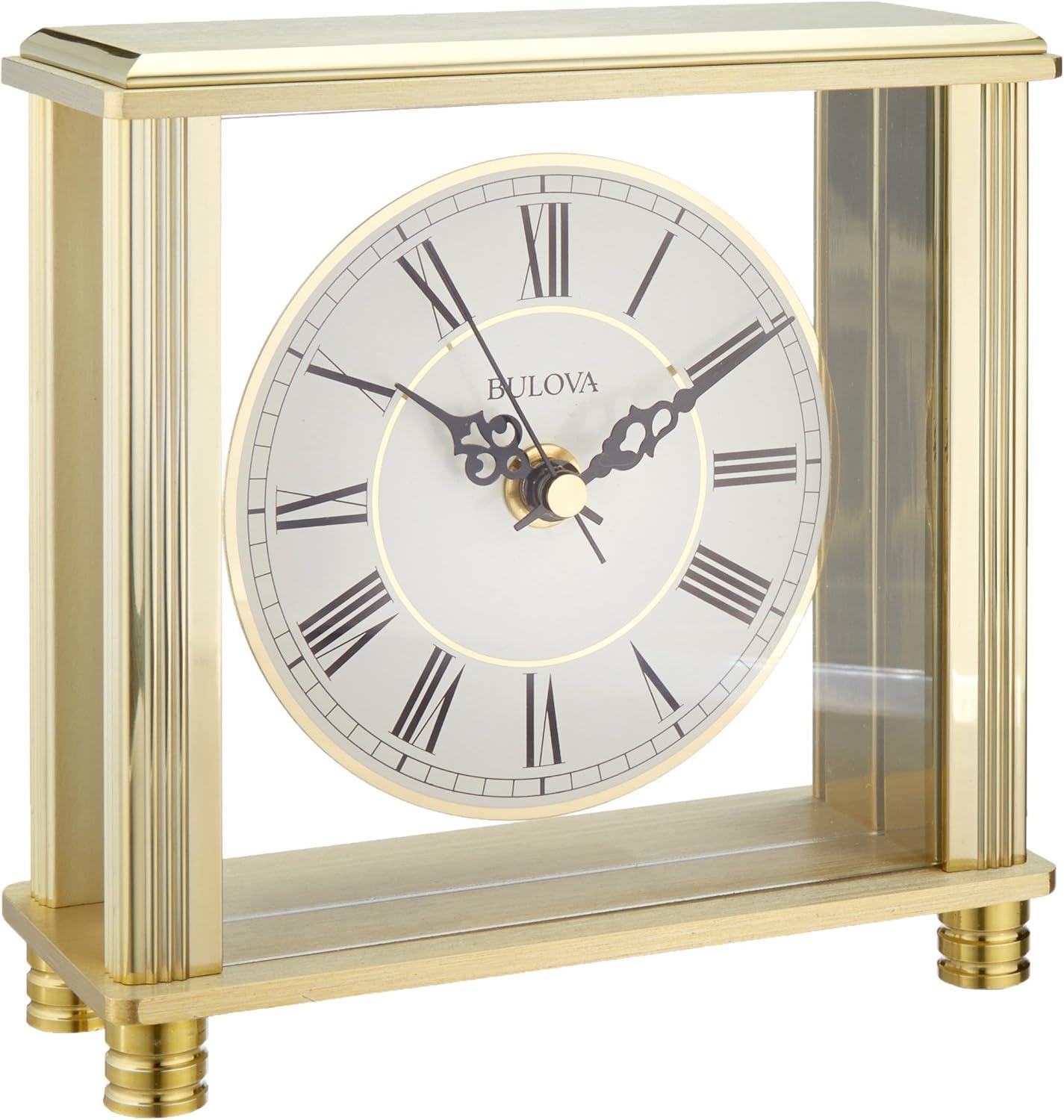 Cheryl Brass 6" Tabletop Clock with Roman Numerals