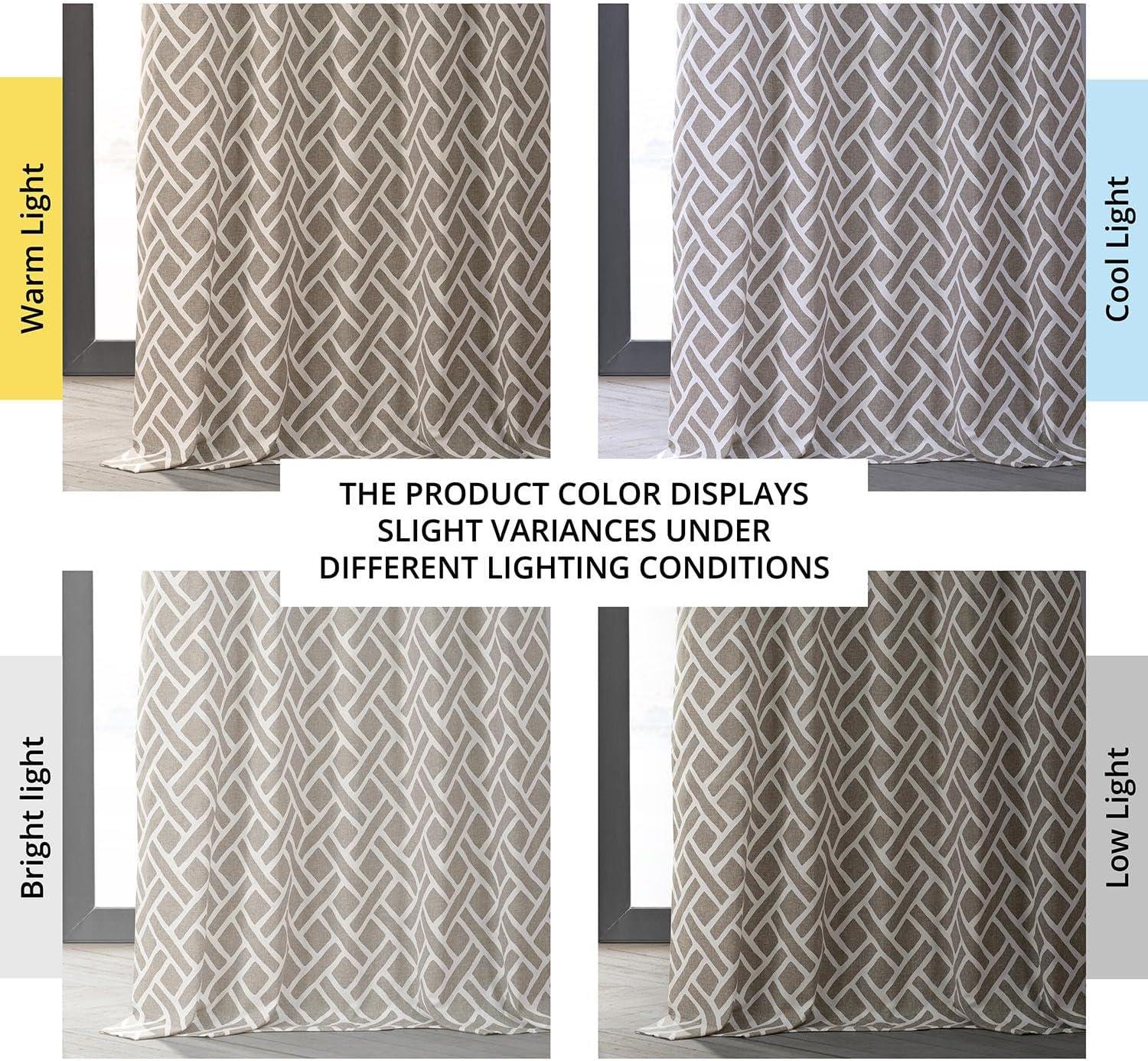 Taupe Geometric Cotton Light-Filtering Window Panel, 50" x 108"