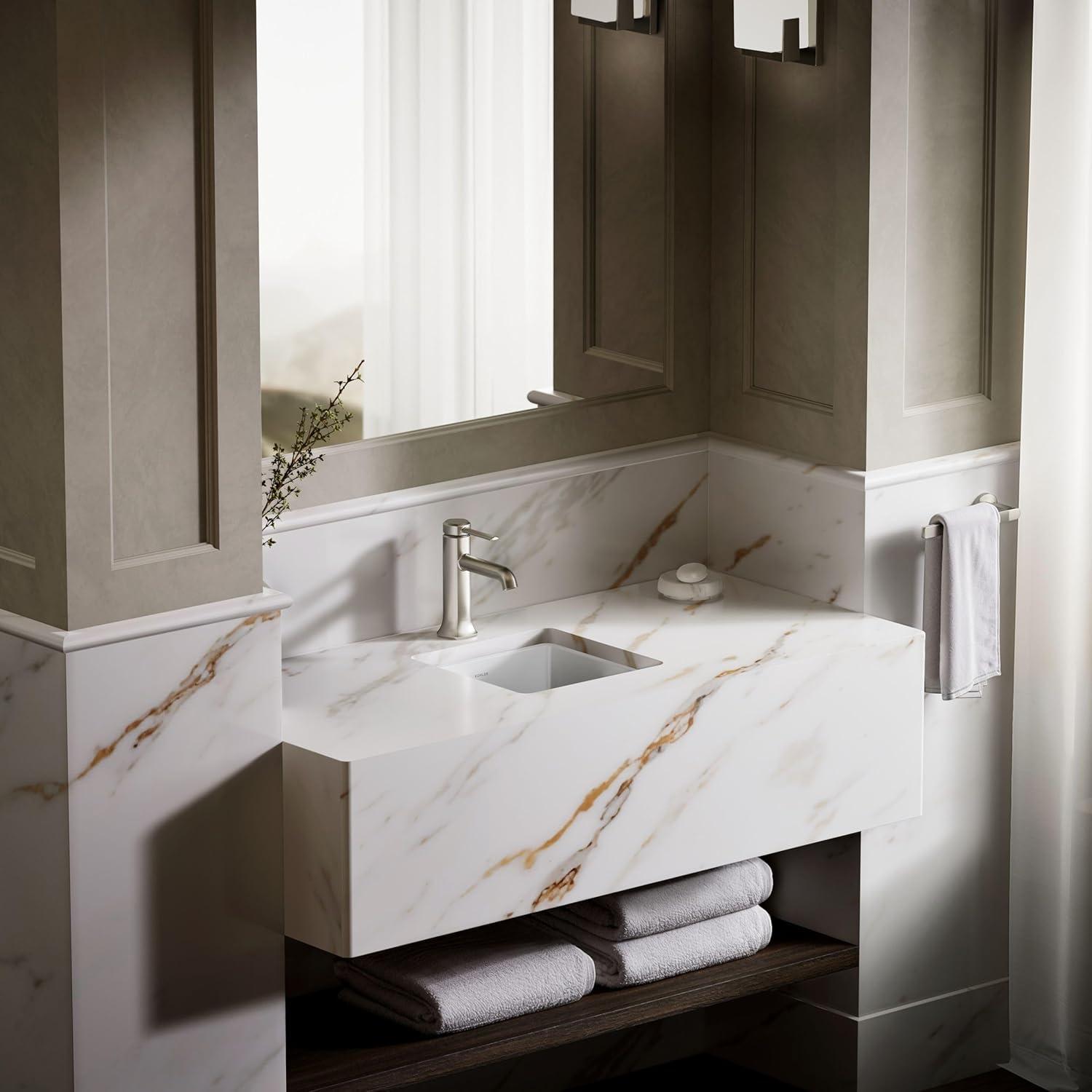 Verticyl Vitreous China Square Undermount Bathroom Sink with Overflow