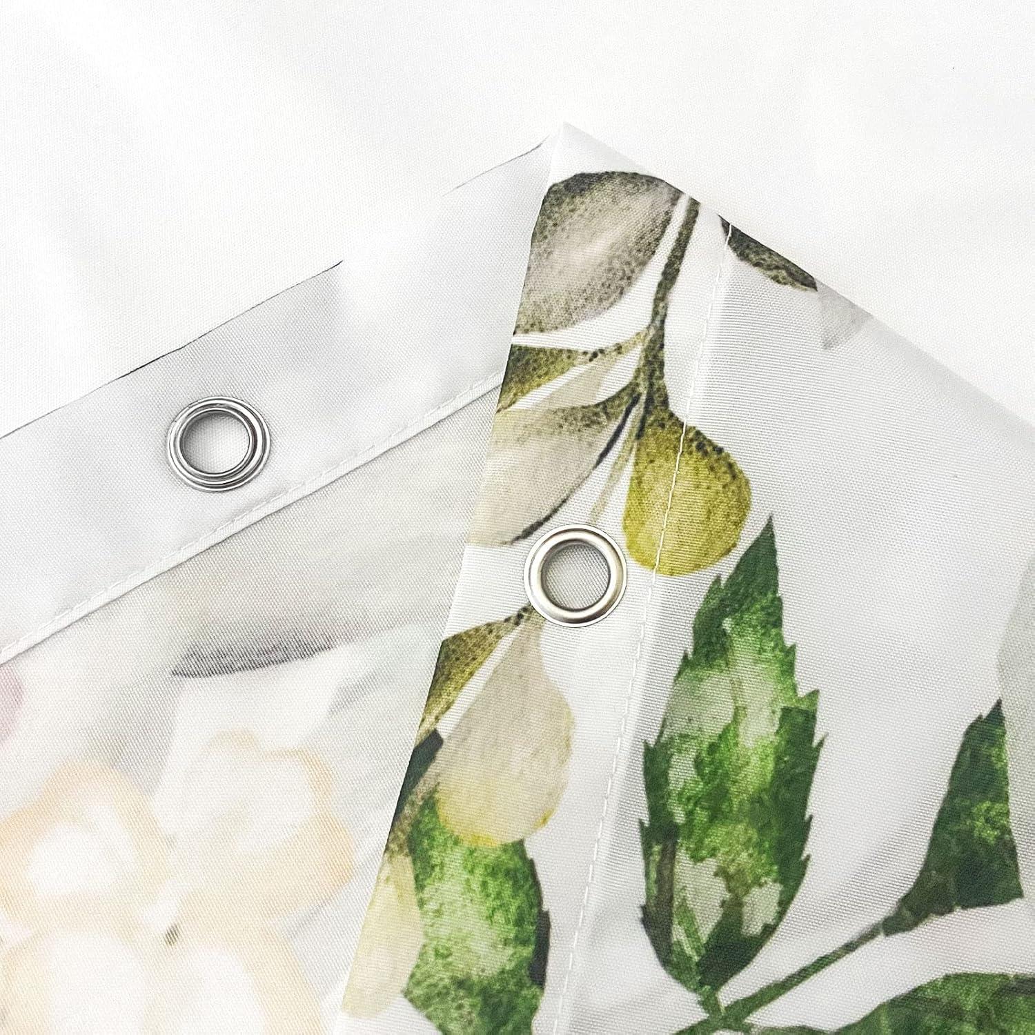 Eucalyptus Watercolor Leaves Semi-Sheer Waterproof Shower Curtain