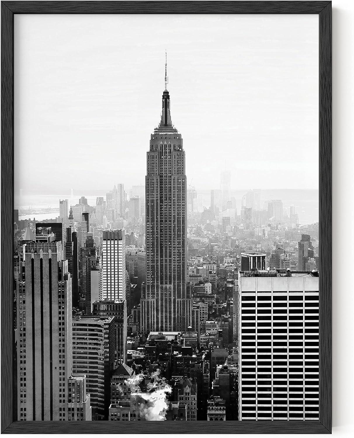 HAUS AND HUES New York Poster Gray Empire State NYC Wall Art New York City Wall Art NYC Skyline Wall Art Empire State Building Wall Art Black and White | UNFRAMED 12” x 16”