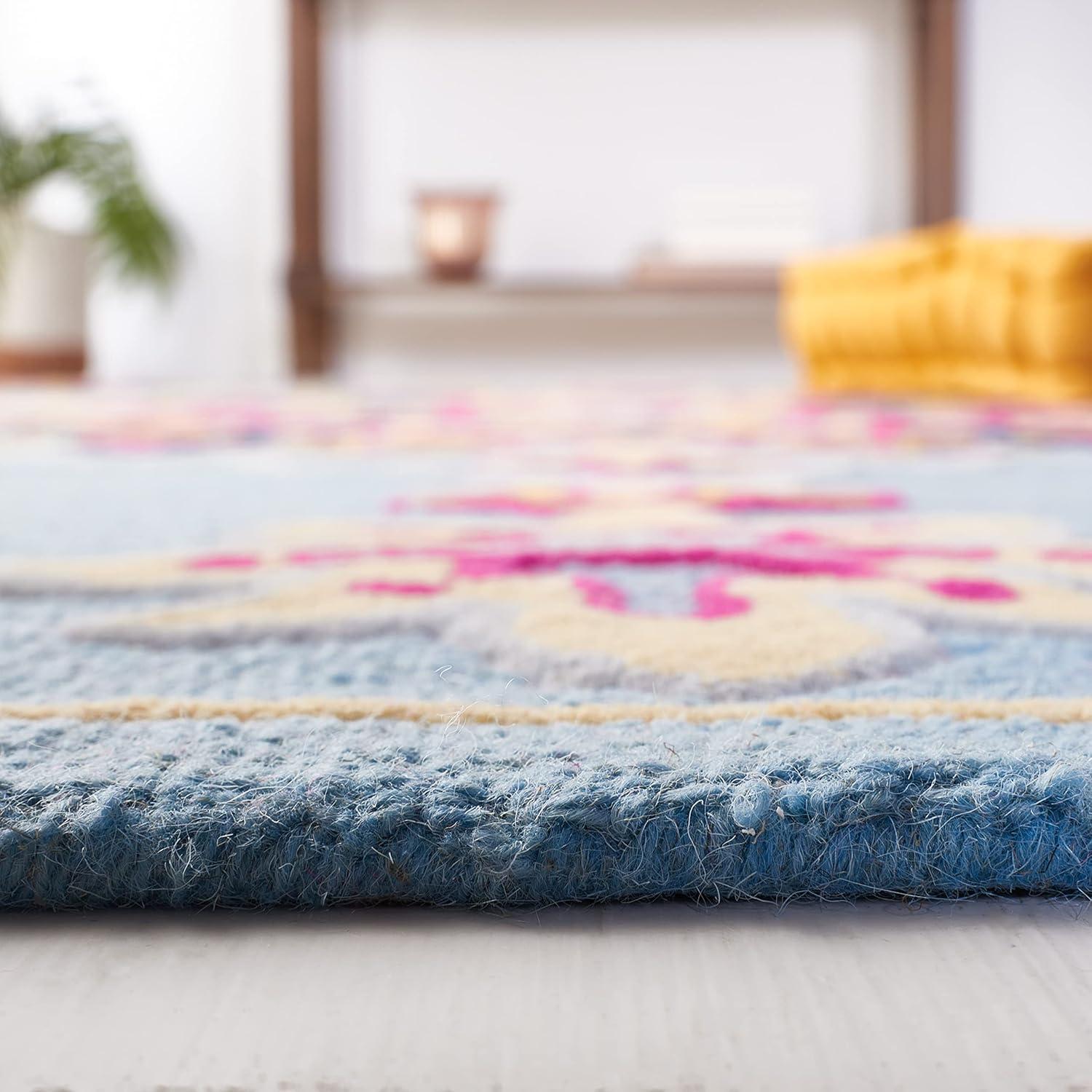 Bellagio BLG605 Hand Tufted Indoor Area Rug - Light Blue/Multi - 5' Round - Safavieh