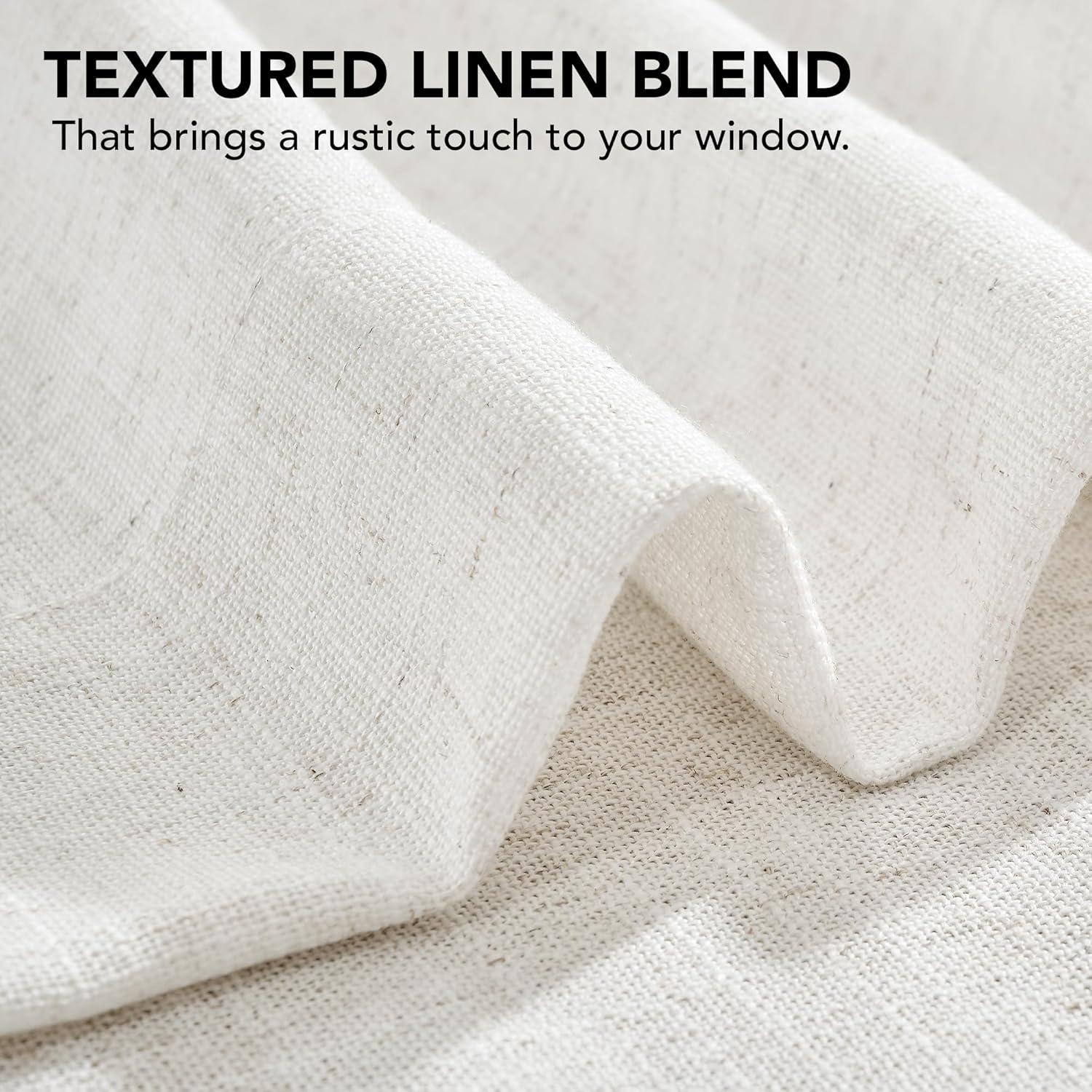 Deconovo Semi-Sheer Linen Curtains – Light Filtering & Privacy Enhancing – Modern Textured Drapes with Back Tab & Rod Pocket – 2 Panels for Living Room, Bedroom & Patio, Cream, 40Wx84L