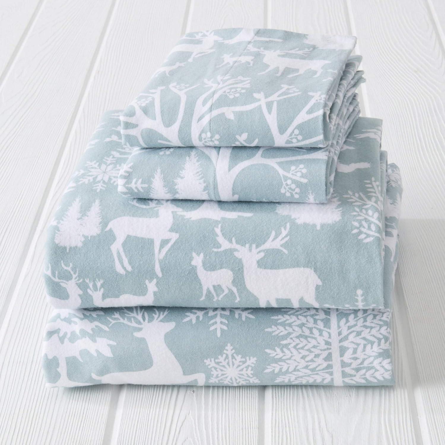 100% Cotton Printed Flannel Sheet Set - Great Bay Home