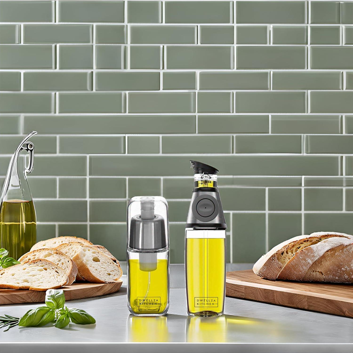 Dwellza Kitchen Cooking Olive Oil Dispenser Bottles For Kitchen With Drain And Measurements
