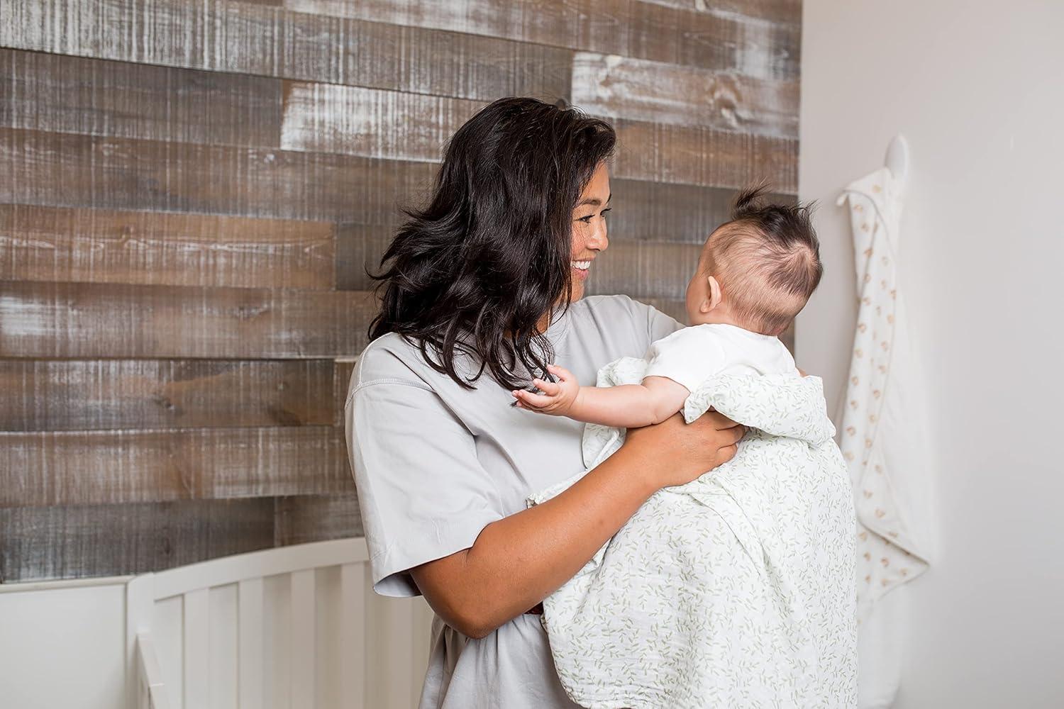 Lulujo Baby Swaddle Blankets | Unisex Softest Breathable Cotton Muslin Swaddle Blanket Set | Neutral Receiving Blanket for Girls & Boys | 40in x 40in | Daisies & Greenery | 2-Count