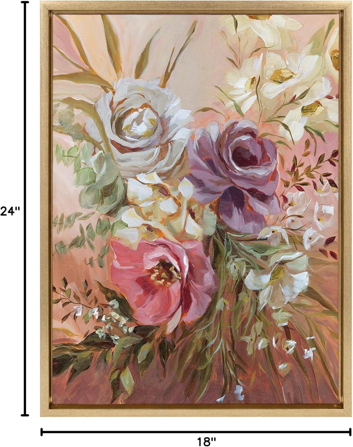 18" x 24" Sylvie Rose Bouquet Framed Canvas by Annie Quigley - Kate & Laurel All Things Decor