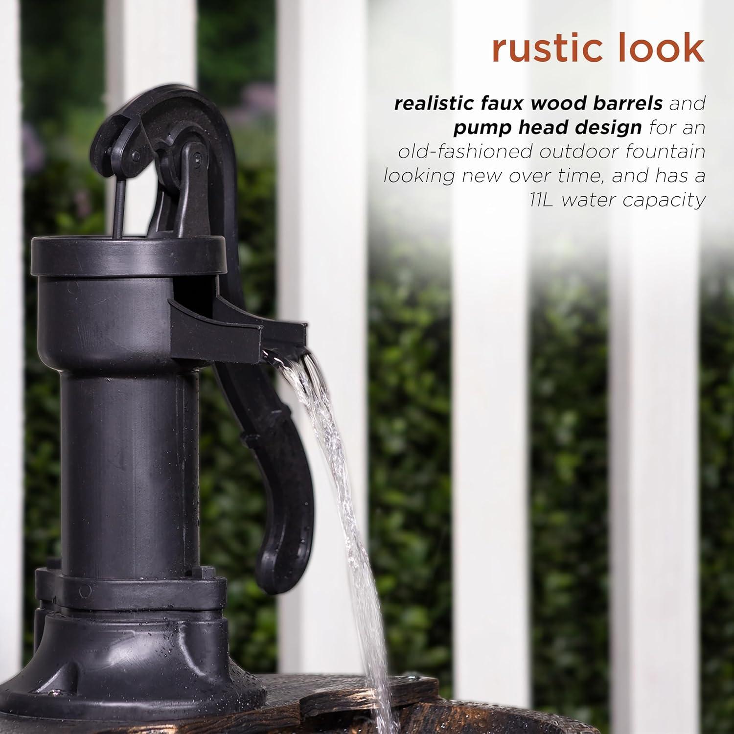 Rustic Bronze 2-Tier Barrel and Pump Water Fountain