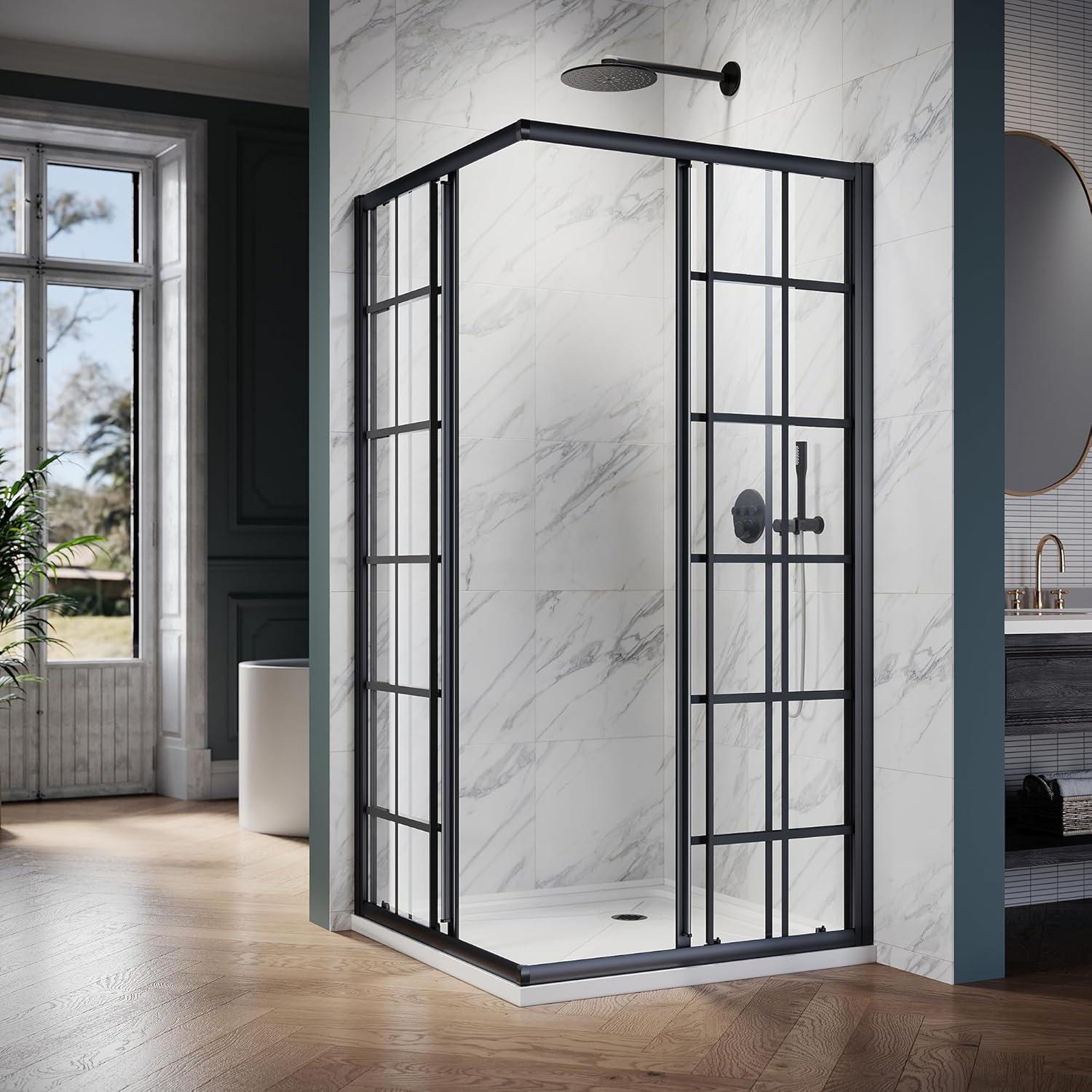 36"D x 36"W x 72"H Framed Square Shower Enclosure with 1/4"Clear Tempered Glass Shower Door