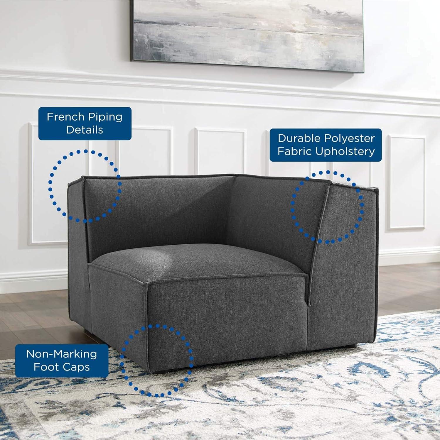 Restore Sectional Sofa Corner Chair Charcoal - Modway: Upholstered, Wood Frame, Modern Style, Polyester Fabric