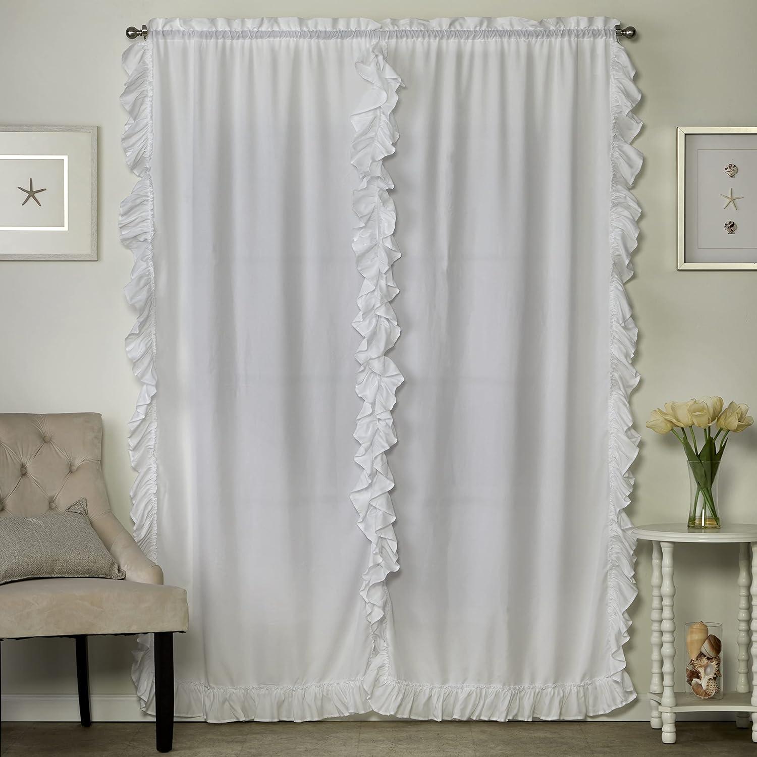 Sarah ruffled white priscilla curtain pair 82x63