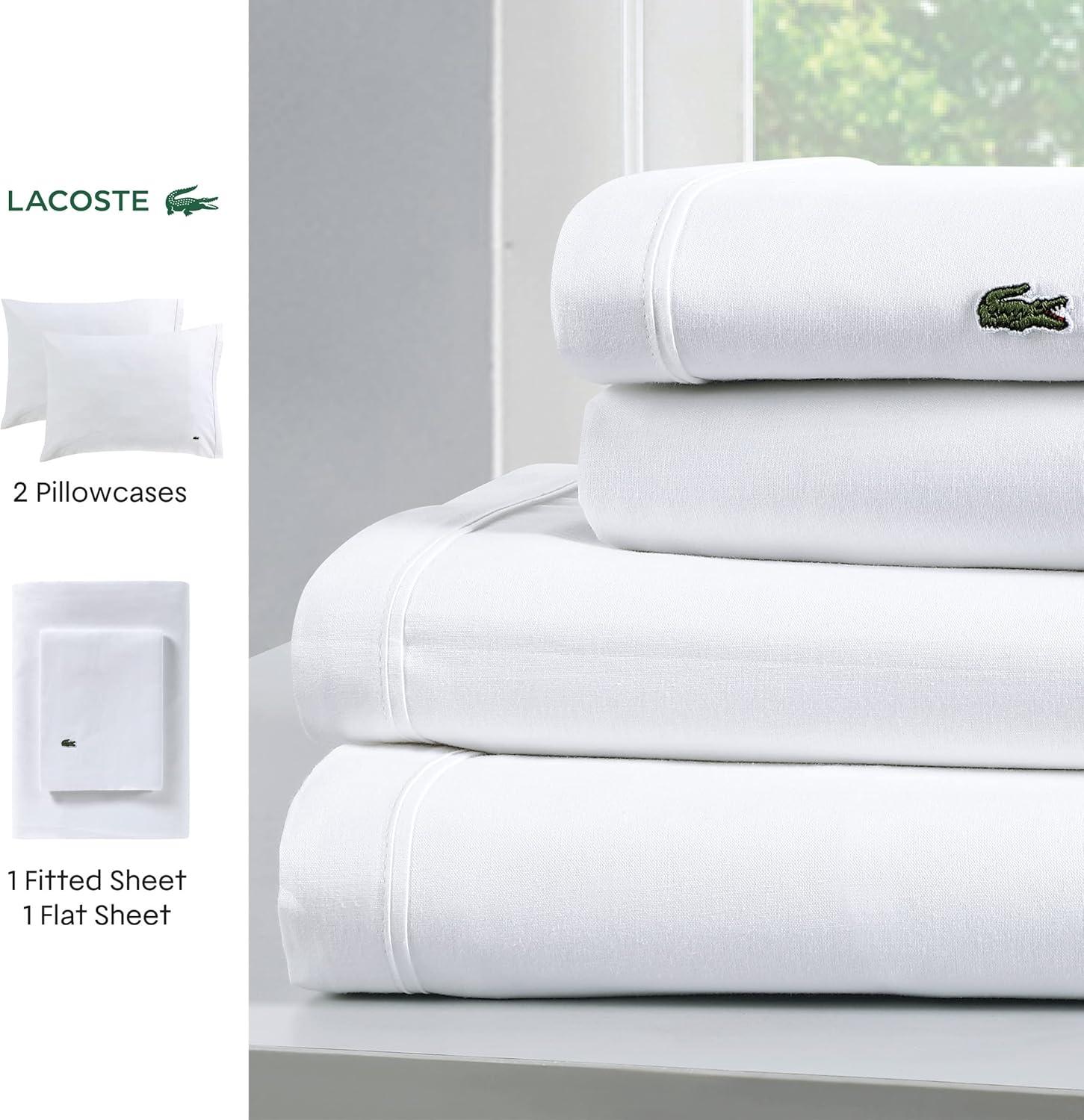 Lacoste Cotton Percale 200 Thread Count 100% Cotton Sheet Set